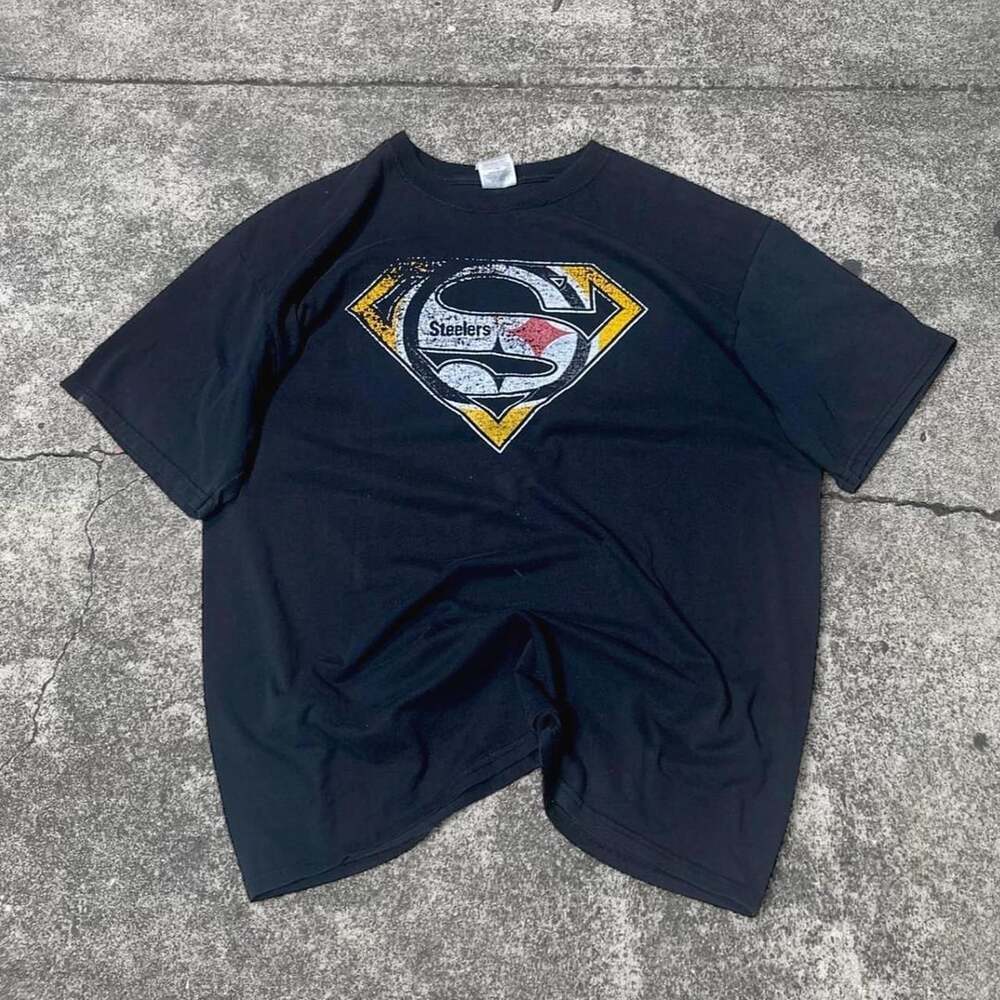 Jerzees Pittsburgh Steelers Superman Graphic T-Shirt XL Black NFL Tee